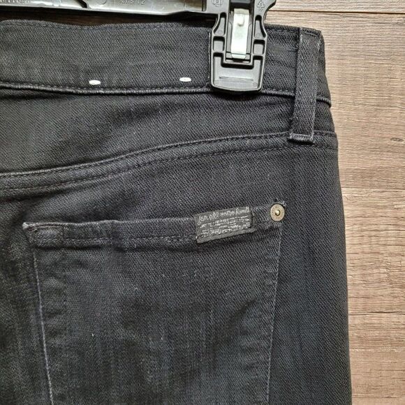 7 For All Mankind The Ankle Skinny Jeans in Black Sand Broken Twill Size 27 - Picture 11 of 16